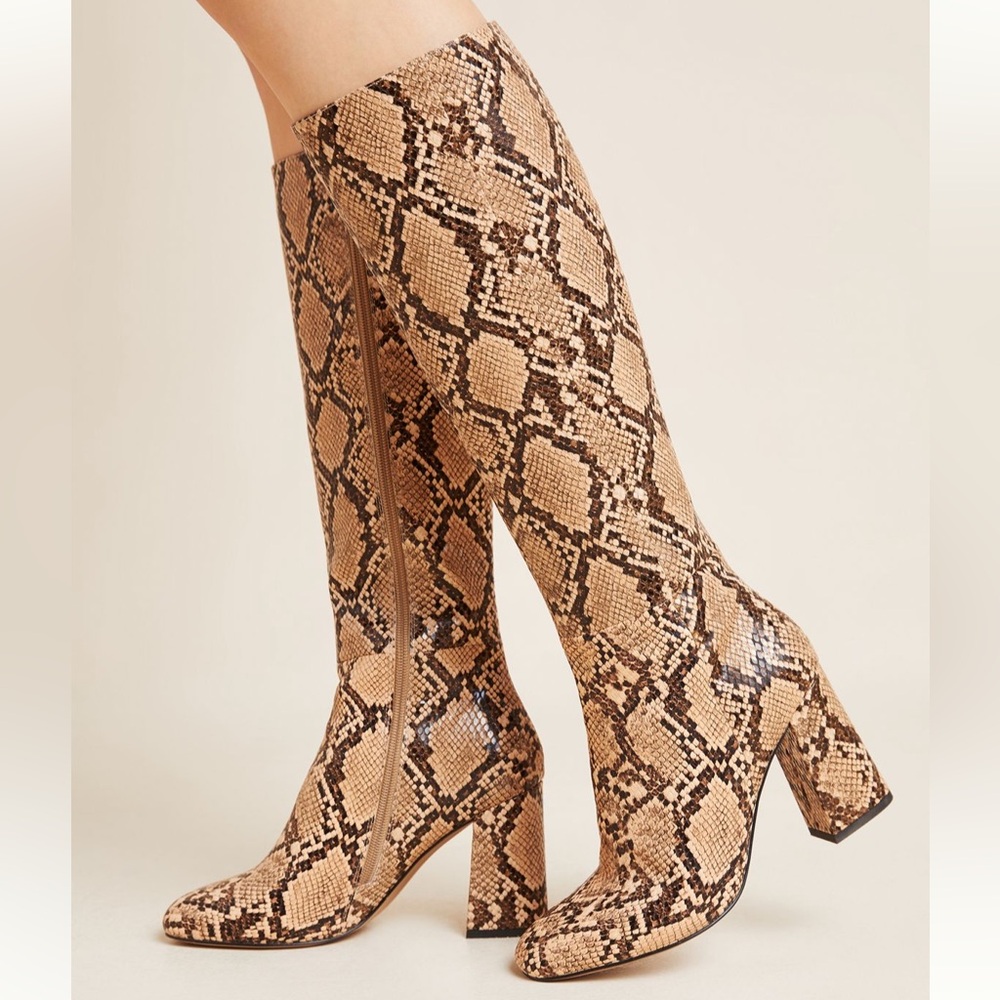 Anthropologie Matiko Alma Boots Tall neutral Mottiff size 38 python